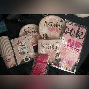 Spooky One Pink Party Supplies Set